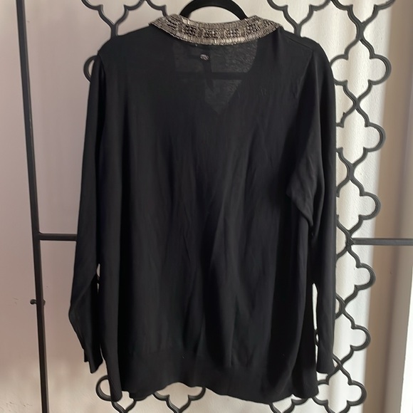 NWT Melissa McCarthy Long Sleeve Beaded Collar Cardigan - Picture 2 of 7